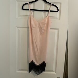 Solemio pink mini dress with lace detail size small